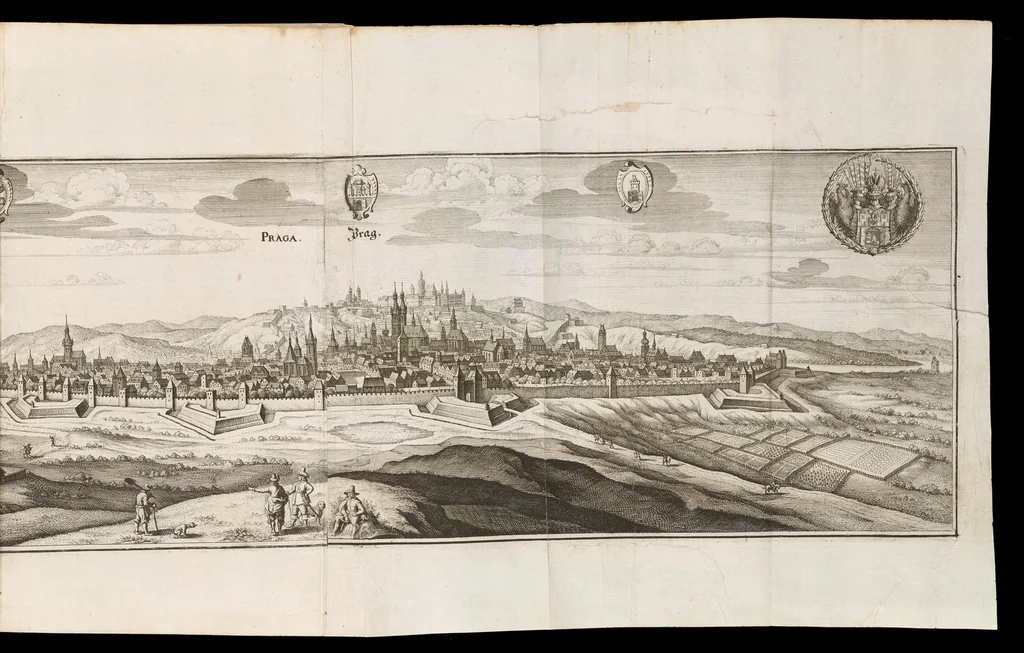 An illustration from Topographia Bohemiæ, Moraviæ et Silesiæ : das ist, Beschreibung vnd eigentliche Abbildung der vornehmensten vnd bekandtisten Stätte vund Plätze in den Königreich Boheim vnd einverleibten Landern, Mähren, vnd Schlesien, 1650, leaf 120