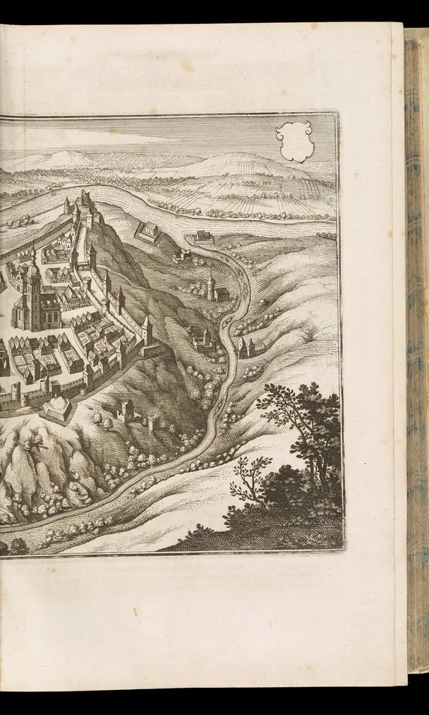 An illustration from Topographia Bohemiæ, Moraviæ et Silesiæ : das ist, Beschreibung vnd eigentliche Abbildung der vornehmensten vnd bekandtisten Stätte vund Plätze in den Königreich Boheim vnd einverleibten Landern, Mähren, vnd Schlesien, 1650, leaf 161