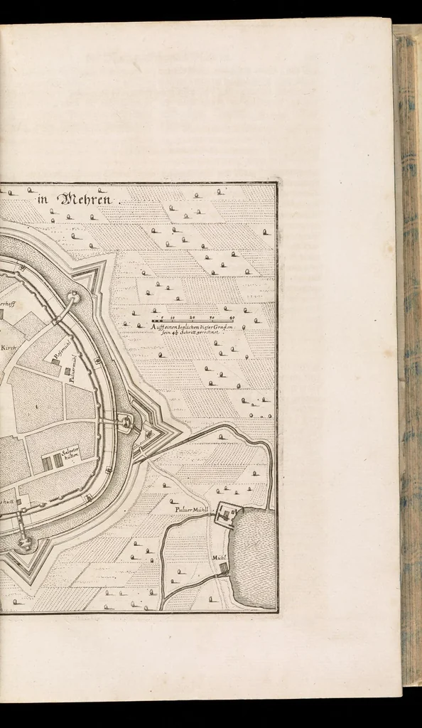 An illustration from Topographia Bohemiæ, Moraviæ et Silesiæ : das ist, Beschreibung vnd eigentliche Abbildung der vornehmensten vnd bekandtisten Stätte vund Plätze in den Königreich Boheim vnd einverleibten Landern, Mähren, vnd Schlesien, 1650, leaf 199