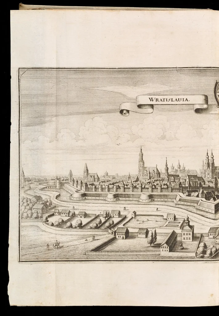 An illustration from Topographia Bohemiæ, Moraviæ et Silesiæ : das ist, Beschreibung vnd eigentliche Abbildung der vornehmensten vnd bekandtisten Stätte vund Plätze in den Königreich Boheim vnd einverleibten Landern, Mähren, vnd Schlesien, 1650, leaf 242