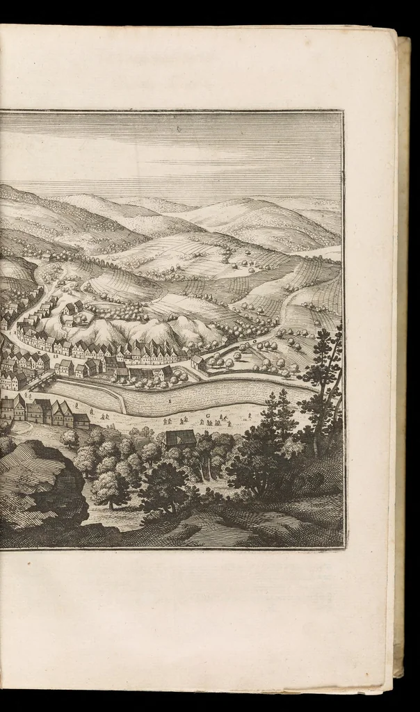 An illustration from Topographia Bohemiæ, Moraviæ et Silesiæ : das ist, Beschreibung vnd eigentliche Abbildung der vornehmensten vnd bekandtisten Stätte vund Plätze in den Königreich Boheim vnd einverleibten Landern, Mähren, vnd Schlesien, 1650, leaf 30