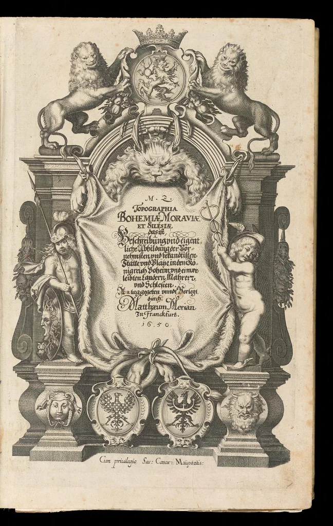 An illustration from Topographia Bohemiæ, Moraviæ et Silesiæ : das ist, Beschreibung vnd eigentliche Abbildung der vornehmensten vnd bekandtisten Stätte vund Plätze in den Königreich Boheim vnd einverleibten Landern, Mähren, vnd Schlesien, 1650, leaf 4