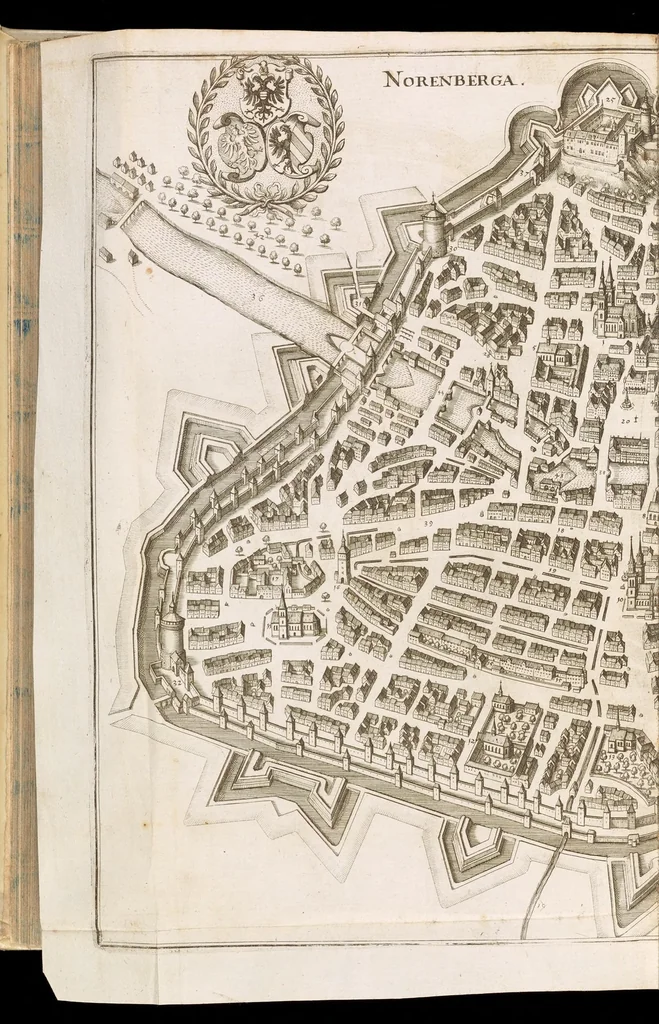 An illustration from Topographia Franconiæ : das ist, Beschreibung vnd eÿgentliche Contrafactur der vornehmbsten Stätte, vnd Plätze des Frankenlandes vnd deren, die zu dem hochlöbischen Fränkischen Craisse gezogen werden, 1648, leaf 103