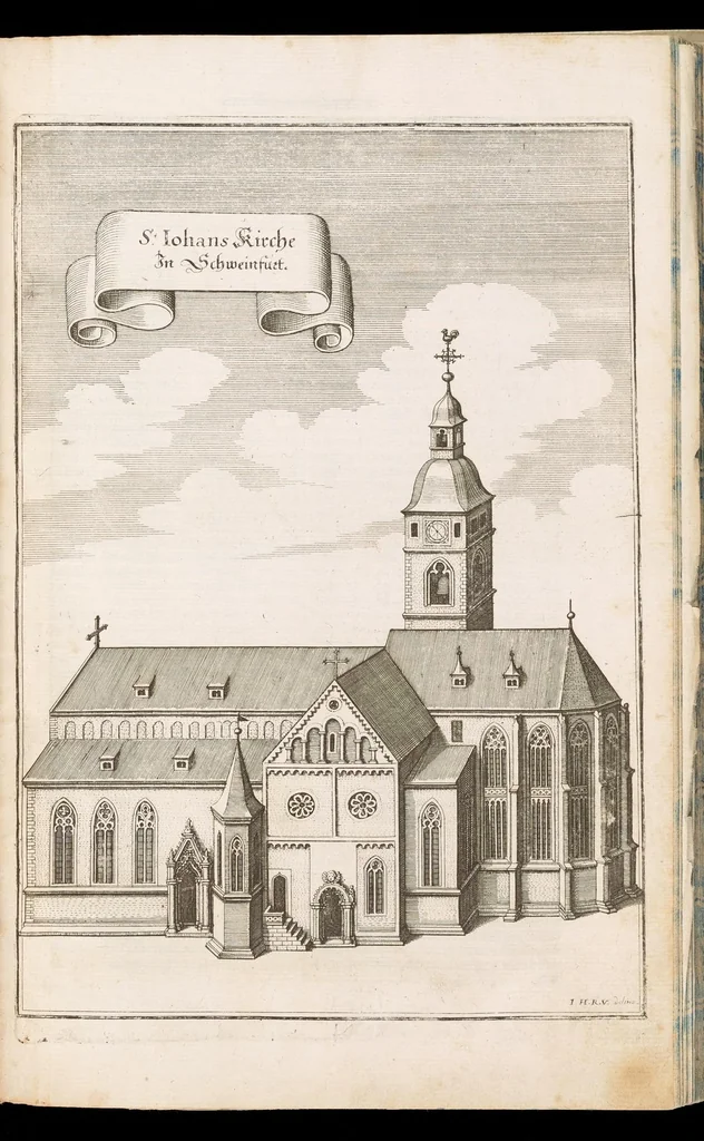 An illustration from Topographia Franconiæ : das ist, Beschreibung vnd eÿgentliche Contrafactur der vornehmbsten Stätte, vnd Plätze des Frankenlandes vnd deren, die zu dem hochlöbischen Fränkischen Craisse gezogen werden, 1648, leaf 150