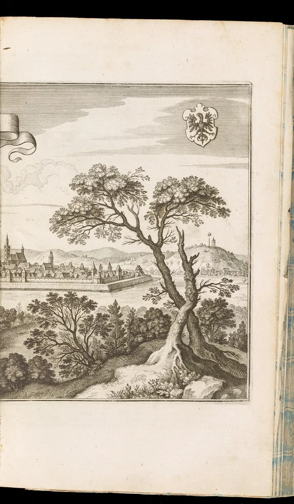 An illustration from Topographia Franconiæ : das ist, Beschreibung vnd eÿgentliche Contrafactur der vornehmbsten Stätte, vnd Plätze des Frankenlandes vnd deren, die zu dem hochlöbischen Fränkischen Craisse gezogen werden, 1648, leaf 180