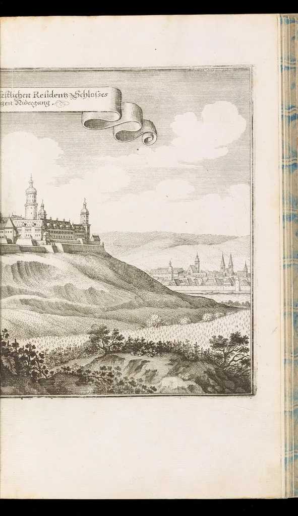 An illustration from Topographia Franconiæ : das ist, Beschreibung vnd eÿgentliche Contrafactur der vornehmbsten Stätte, vnd Plätze des Frankenlandes vnd deren, die zu dem hochlöbischen Fränkischen Craisse gezogen werden, 1648, leaf 196