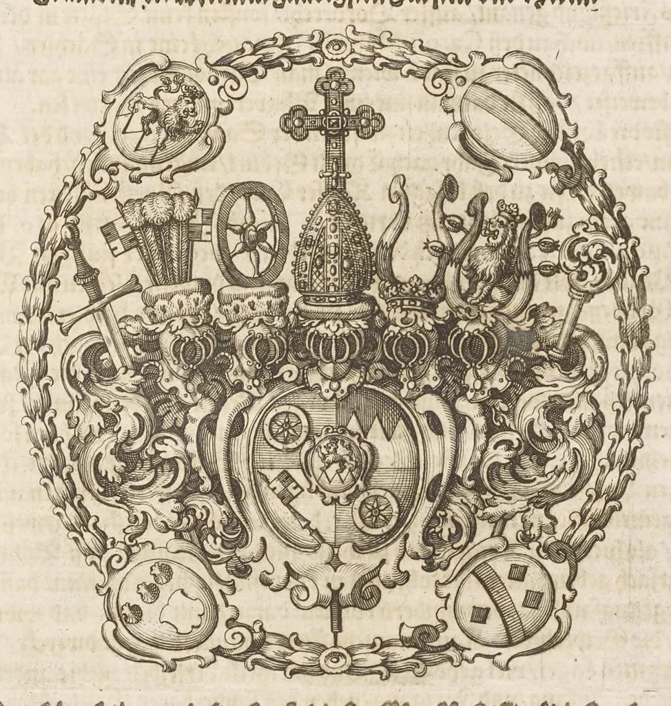 An illustration from Topographia Franconiæ : das ist, Beschreibung vnd eÿgentliche Contrafactur der vornehmbsten Stätte, vnd Plätze des Frankenlandes vnd deren, die zu dem hochlöbischen Fränkischen Craisse gezogen werden, 1648, leaf 4