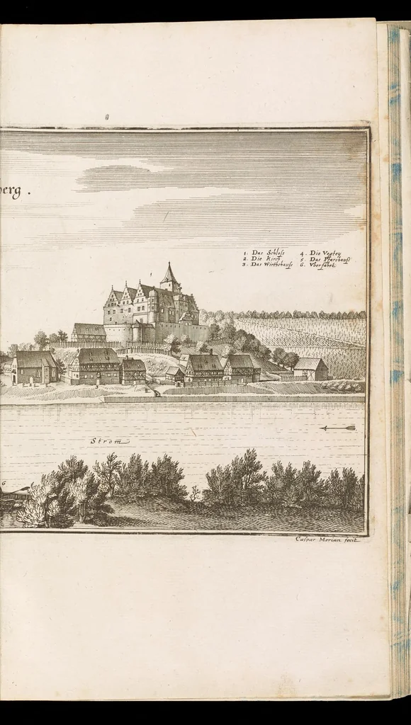 An illustration from Topographia Franconiæ : das ist, Beschreibung vnd eÿgentliche Contrafactur der vornehmbsten Stätte, vnd Plätze des Frankenlandes vnd deren, die zu dem hochlöbischen Fränkischen Craisse gezogen werden, 1648, leaf 90