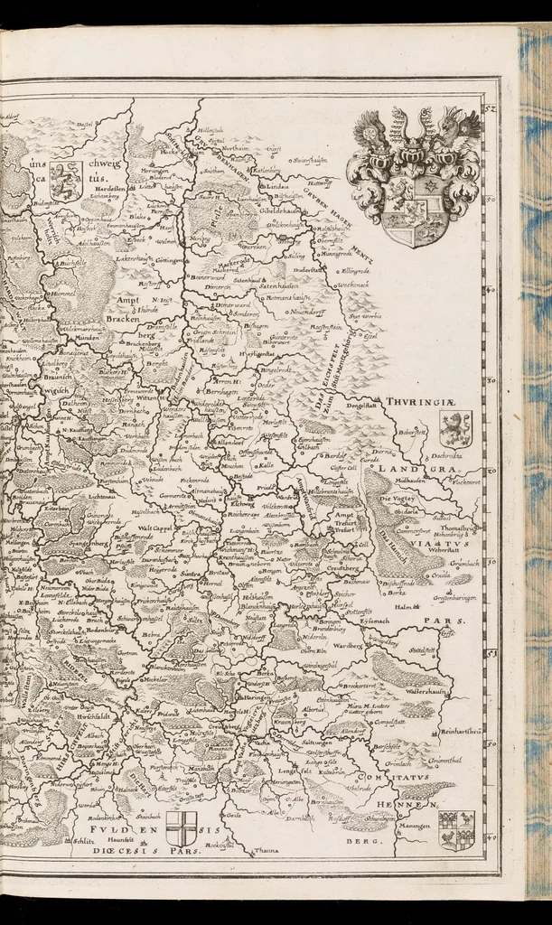 An illustration from Topographia Hassiæ et regionum vicinarum : das ist, Beschreibung der vornẽbsten Stätte vnd Plätze in Hessen vnd den benachbahrten Landtschaften als Buchen, Nassau, Betteraw, Westerwaldt, Wittgenstein, Lohngaw, vnd andern, 1646, leaf 12