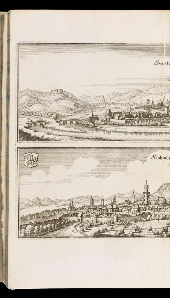 An illustration from Topographia Hassiæ et regionum vicinarum : das ist, Beschreibung der vornẽbsten Stätte vnd Plätze in Hessen vnd den benachbahrten Landtschaften als Buchen, Nassau, Betteraw, Westerwaldt, Wittgenstein, Lohngaw, vnd andern, 1646, leaf 149