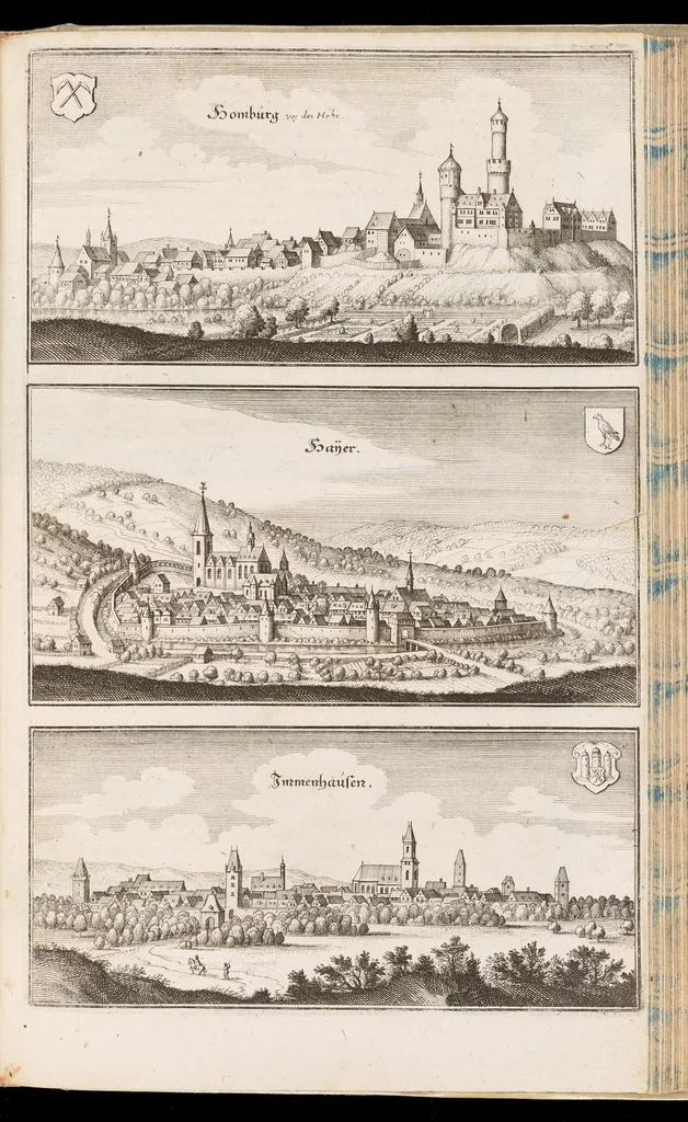 An illustration from Topographia Hassiæ et regionum vicinarum : das ist, Beschreibung der vornẽbsten Stätte vnd Plätze in Hessen vnd den benachbahrten Landtschaften als Buchen, Nassau, Betteraw, Westerwaldt, Wittgenstein, Lohngaw, vnd andern, 1646, leaf 158