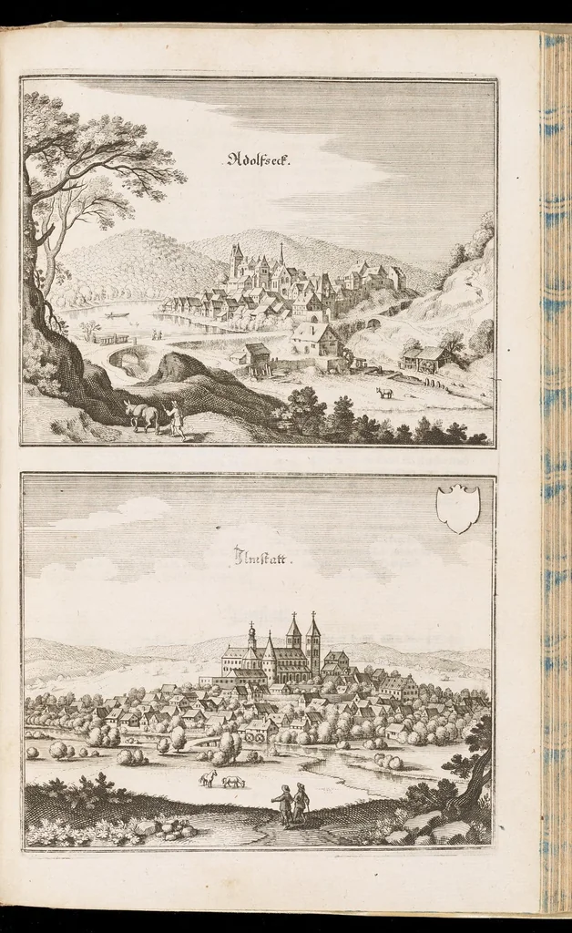 An illustration from Topographia Hassiæ et regionum vicinarum : das ist, Beschreibung der vornẽbsten Stätte vnd Plätze in Hessen vnd den benachbahrten Landtschaften als Buchen, Nassau, Betteraw, Westerwaldt, Wittgenstein, Lohngaw, vnd andern, 1646, leaf 162
