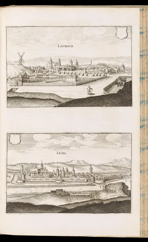 An illustration from Topographia Hassiæ et regionum vicinarum : das ist, Beschreibung der vornẽbsten Stätte vnd Plätze in Hessen vnd den benachbahrten Landtschaften als Buchen, Nassau, Betteraw, Westerwaldt, Wittgenstein, Lohngaw, vnd andern, 1646, leaf 176