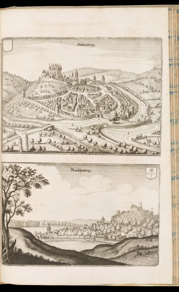 An illustration from Topographia Hassiæ et regionum vicinarum : das ist, Beschreibung der vornẽbsten Stätte vnd Plätze in Hessen vnd den benachbahrten Landtschaften als Buchen, Nassau, Betteraw, Westerwaldt, Wittgenstein, Lohngaw, vnd andern, 1646, leaf 194