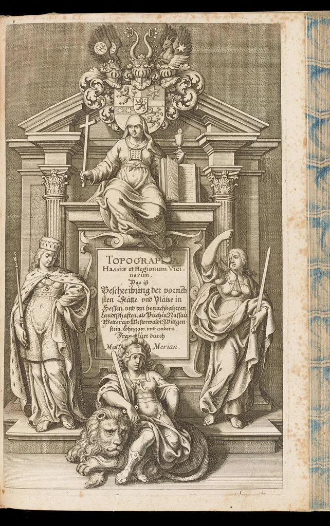 An illustration from Topographia Hassiæ et regionum vicinarum : das ist, Beschreibung der vornẽbsten Stätte vnd Plätze in Hessen vnd den benachbahrten Landtschaften als Buchen, Nassau, Betteraw, Westerwaldt, Wittgenstein, Lohngaw, vnd andern, 1646, leaf 2