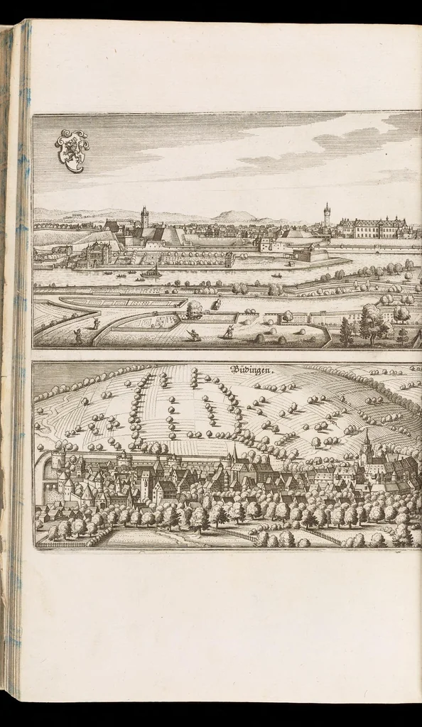 An illustration from Topographia Hassiæ et regionum vicinarum : das ist, Beschreibung der vornẽbsten Stätte vnd Plätze in Hessen vnd den benachbahrten Landtschaften als Buchen, Nassau, Betteraw, Westerwaldt, Wittgenstein, Lohngaw, vnd andern, 1646, leaf 55