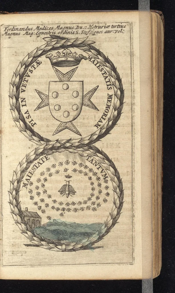 An illustration from Symbola varia diversorum principum, archiducum, ducum, comitum & marchionum totius Italiae : cum facili isagoge D. Anselmi de Boot, 1686, leaf 134