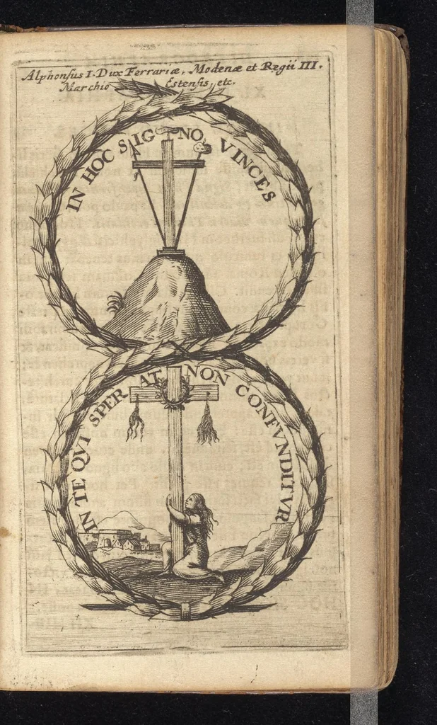 An illustration from Symbola varia diversorum principum, archiducum, ducum, comitum & marchionum totius Italiae : cum facili isagoge D. Anselmi de Boot, 1686, leaf 154