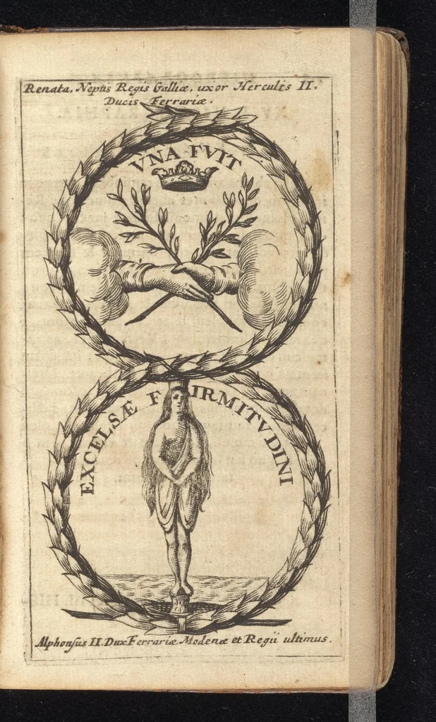 An illustration from Symbola varia diversorum principum, archiducum, ducum, comitum & marchionum totius Italiae : cum facili isagoge D. Anselmi de Boot, 1686, leaf 164