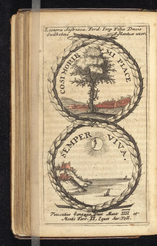 An illustration from Symbola varia diversorum principum, archiducum, ducum, comitum & marchionum totius Italiae : cum facili isagoge D. Anselmi de Boot, 1686, leaf 191
