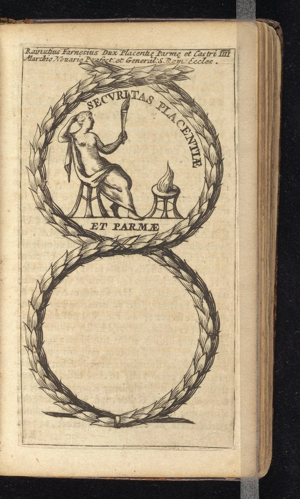 An illustration from Symbola varia diversorum principum, archiducum, ducum, comitum & marchionum totius Italiae : cum facili isagoge D. Anselmi de Boot, 1686, leaf 210