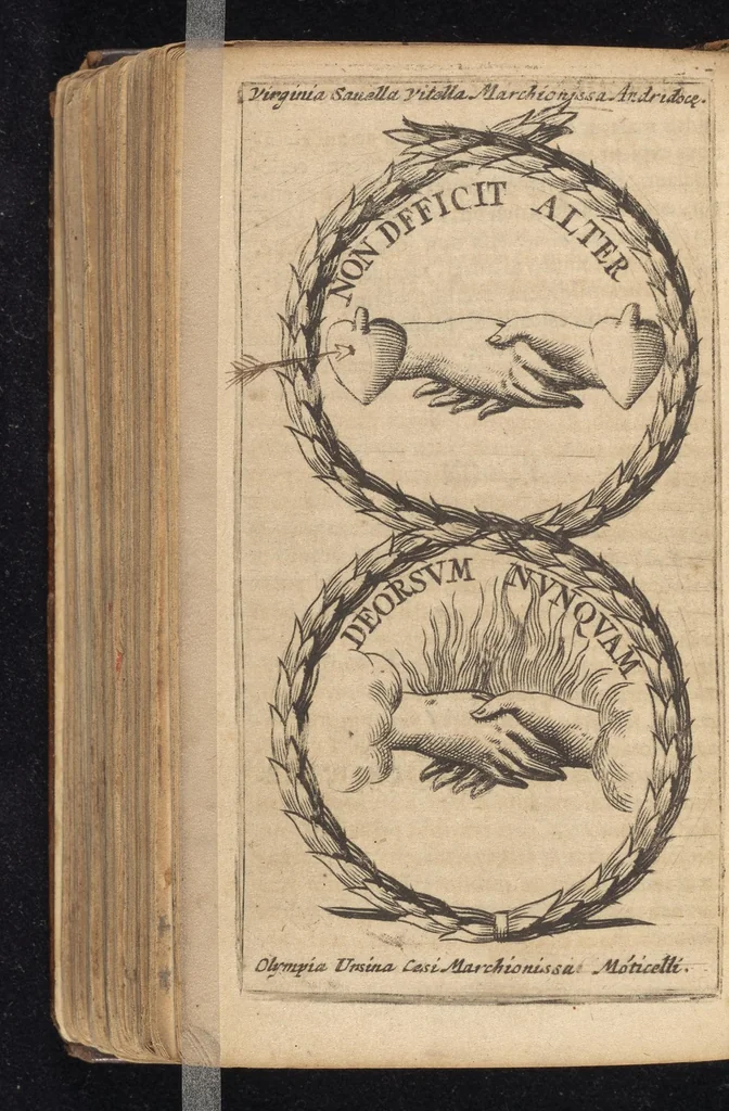 An illustration from Symbola varia diversorum principum, archiducum, ducum, comitum & marchionum totius Italiae : cum facili isagoge D. Anselmi de Boot, 1686, leaf 483