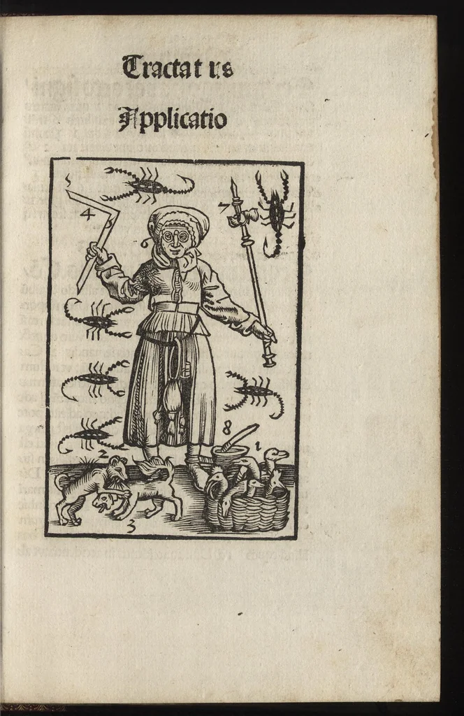 An illustration from Logica memoratiua : chartiludiũ logice, siue, totius dialectice memoria : & nouus Petri Hyspani textus emendatus : cum iucundo pictasmatis exercitio, 1509, leaf 114