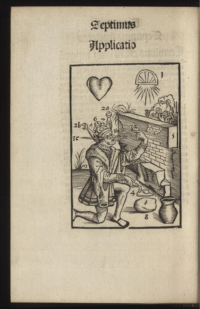 An illustration from Logica memoratiua : chartiludiũ logice, siue, totius dialectice memoria : & nouus Petri Hyspani textus emendatus : cum iucundo pictasmatis exercitio, 1509, leaf 143