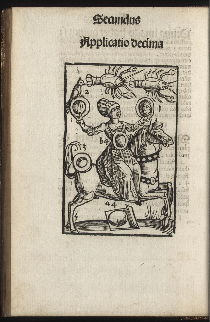 An illustration from Logica memoratiua : chartiludiũ logice, siue, totius dialectice memoria : & nouus Petri Hyspani textus emendatus : cum iucundo pictasmatis exercitio, 1509, leaf 57