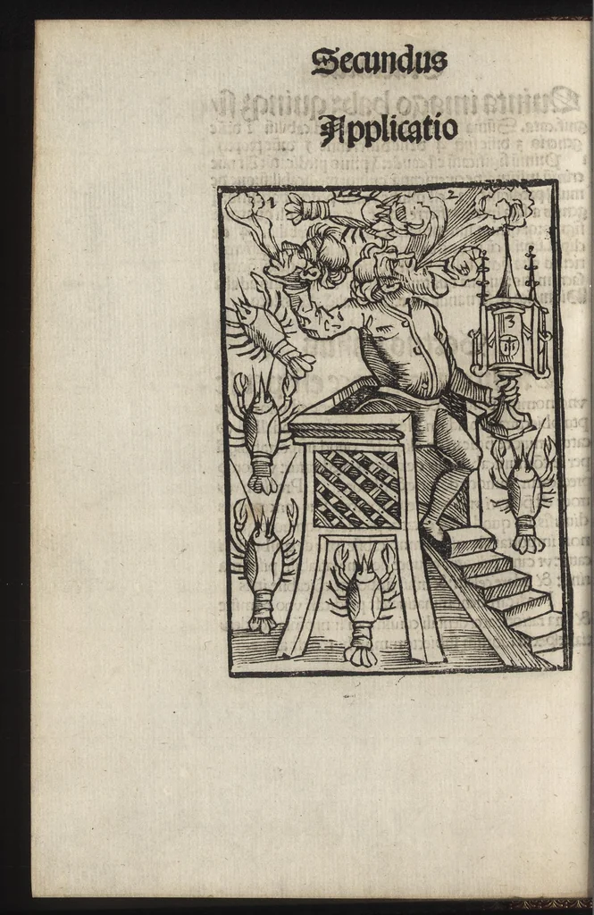 An illustration from Logica memoratiua : chartiludiũ logice, siue, totius dialectice memoria : & nouus Petri Hyspani textus emendatus : cum iucundo pictasmatis exercitio, 1509, leaf 67