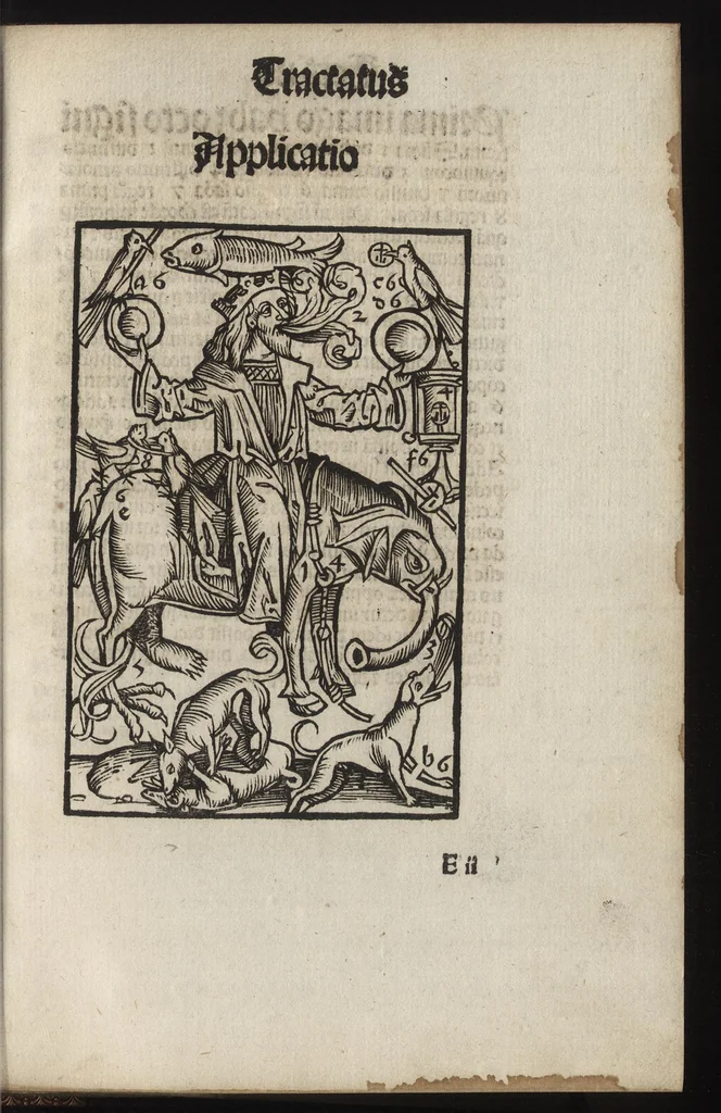 An illustration from Logica memoratiua : chartiludiũ logice, siue, totius dialectice memoria : & nouus Petri Hyspani textus emendatus : cum iucundo pictasmatis exercitio, 1509, leaf 70
