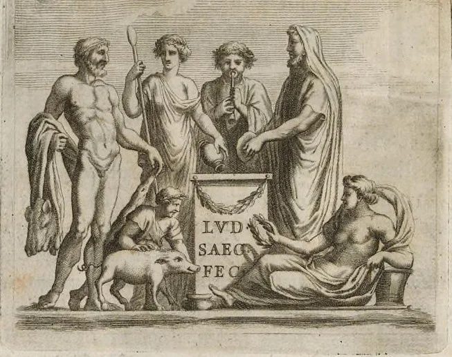 An illustration from Fragmenta vestigii veteris Romae ex lapidibus Farnesianis, 1673, leaf 9