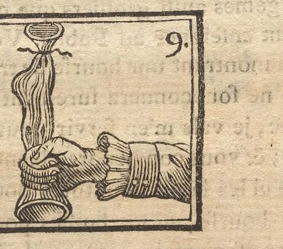 An illustration from Supplément a La magie blanche dévoilée : contenant l'explication de plusieurs tours nouveaux, joués depuis peu à Londres : avec des éclaircissemens sur les artifices des joueurs de profession, les cadrans sympathiques, le mouvement perpétuel, les chevaux savans, les poupées parlantes, les automates dansans, les ventriloques, les sabots élastiques, &c. &c., 1792, leaf 47