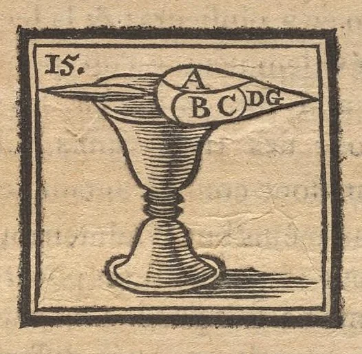 An illustration from Supplément a La magie blanche dévoilée : contenant l'explication de plusieurs tours nouveaux, joués depuis peu à Londres : avec des éclaircissemens sur les artifices des joueurs de profession, les cadrans sympathiques, le mouvement perpétuel, les chevaux savans, les poupées parlantes, les automates dansans, les ventriloques, les sabots élastiques, &c. &c., 1792, leaf 94