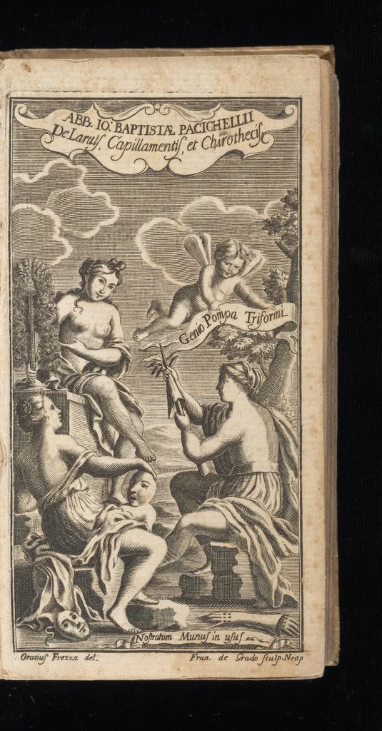 An illustration from Abb. Jo. Bapt. Pacichellii J. ac Th. C. sereniss. Parmae ac Placentia ducis in aula ac regno Neapolis ablegati ... Schediasma juridico-philologicvm tripartitum in otio romano caniculari anni Christiani M.DC.XCII : adjecto duplici, titulorum, ac rerum syllabo, 1693, leaf 2