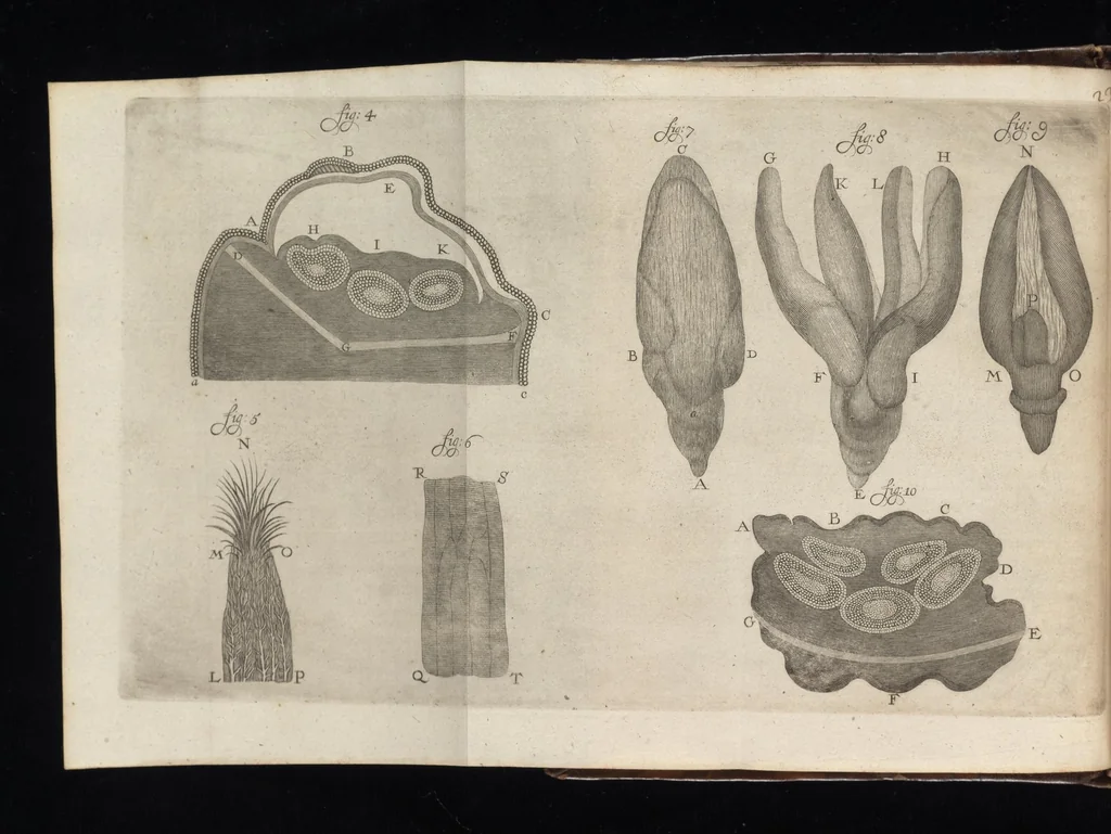 An illustration from Arcana naturae, ope & beneficio exquisitissimorum microscopiorum detecta, variisque experimentis demonstrata : una cum discursu & ulteriori dilucidatione, epistolis suis ad celeberrimum, quod Ser.mi Magnae Brittanniae regis auspicio Londini floret, philosophorum collegium datis, comprehensa, 1696, leaf 49