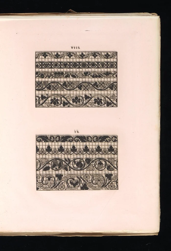 An illustration from Livres à dentelles, 1887, leaf 16