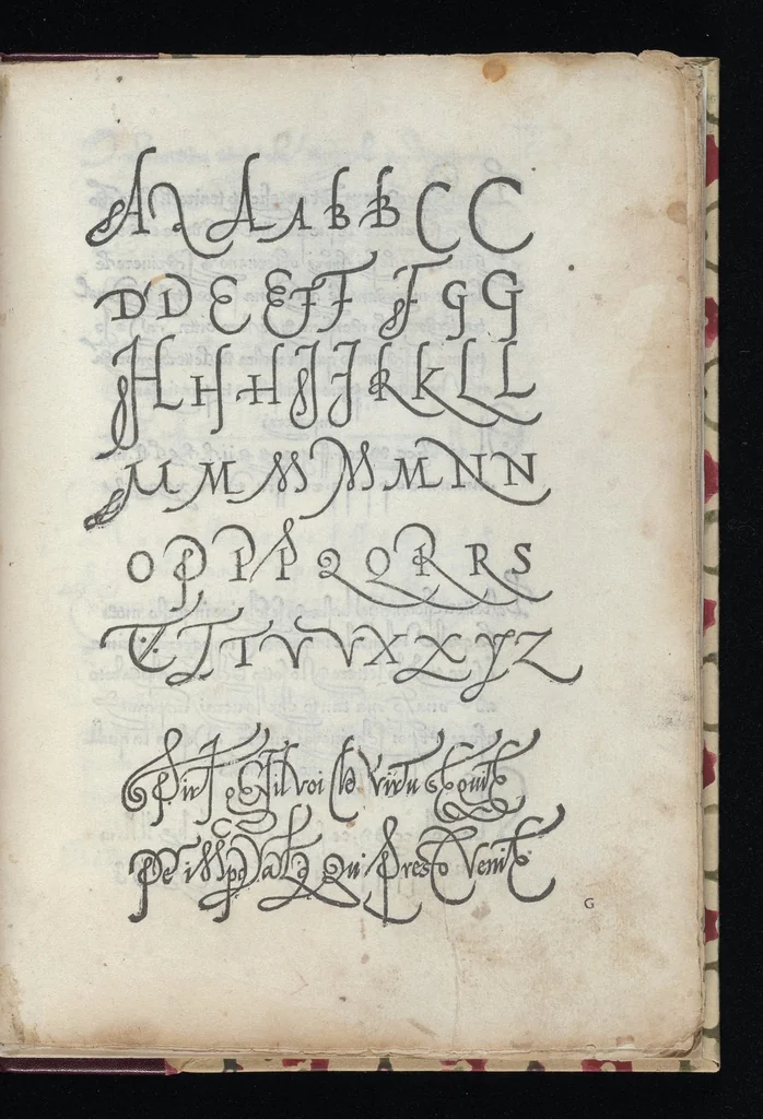 An illustration from Lo presente libro insegna la vera arte delo excelle[n]te scriuere de diuerse varie sorti de litere : le quali se fano p[e]r geometrica ragione & con la presente opera ognuno le potra imparare impochi giorni p[er] lo amaistramento, ragione, & essempli, come qui seguente vederai, 1544, leaf 18