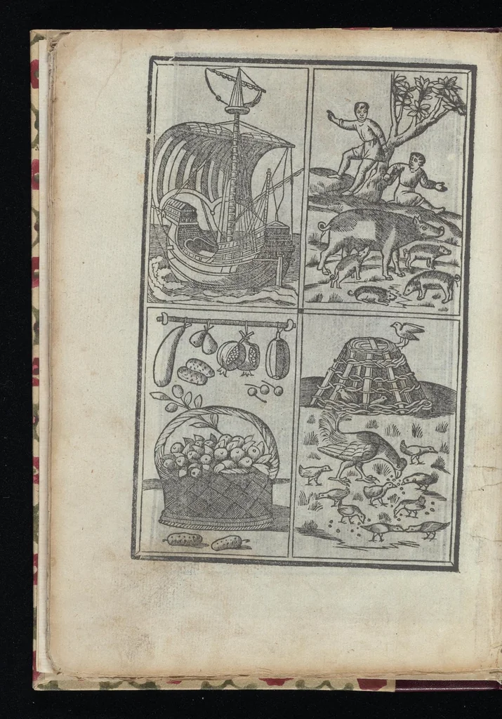An illustration from Lo presente libro insegna la vera arte delo excelle[n]te scriuere de diuerse varie sorti de litere : le quali se fano p[e]r geometrica ragione & con la presente opera ognuno le potra imparare impochi giorni p[er] lo amaistramento, ragione, & essempli, come qui seguente vederai, 1544, leaf 45