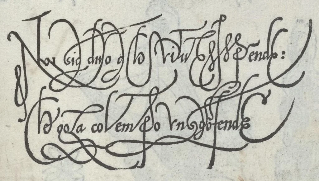 An illustration from Lo presente libro insegna la vera arte delo excelle[n]te scriuere de diuerse varie sorti de litere : le quali se fano p[e]r geometrica ragione & con la presente opera ognuno le potra imparare impochi giorni p[er] lo amaistramento, ragione, & essempli, come qui seguente vederai, 1544, leaf 66