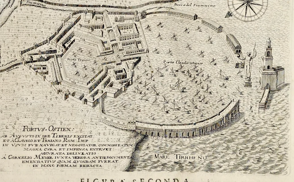 An illustration from L'arte di restituire à Roma la tralasciata nauigatione del suo Teuere : divisa in tre parti. 1. Gl'impedimenti, che sono nell'alueo del Teuere da Roma à Perugia, e suoi rimedij. 2. Le difficoltà, che sono nella nauigatione del Teuere da Roma sino al mare, e suoi rimedij. 3. Nella quale si discorre perche Roma è stata fabricata, e mantenuta sù le sponde del Teuere, e si tratta d'alcun'altre propositioni proficue per lo stato ecclesiastico., 1685, leaf 100