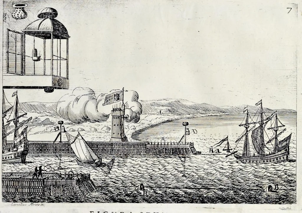 An illustration from L'arte di restituire à Roma la tralasciata nauigatione del suo Teuere : divisa in tre parti. 1. Gl'impedimenti, che sono nell'alueo del Teuere da Roma à Perugia, e suoi rimedij. 2. Le difficoltà, che sono nella nauigatione del Teuere da Roma sino al mare, e suoi rimedij. 3. Nella quale si discorre perche Roma è stata fabricata, e mantenuta sù le sponde del Teuere, e si tratta d'alcun'altre propositioni proficue per lo stato ecclesiastico., 1685, leaf 108