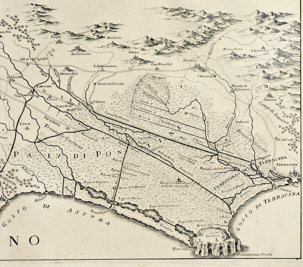 An illustration from L'arte di restituire à Roma la tralasciata nauigatione del suo Teuere : divisa in tre parti. 1. Gl'impedimenti, che sono nell'alueo del Teuere da Roma à Perugia, e suoi rimedij. 2. Le difficoltà, che sono nella nauigatione del Teuere da Roma sino al mare, e suoi rimedij. 3. Nella quale si discorre perche Roma è stata fabricata, e mantenuta sù le sponde del Teuere, e si tratta d'alcun'altre propositioni proficue per lo stato ecclesiastico., 1685, leaf 122