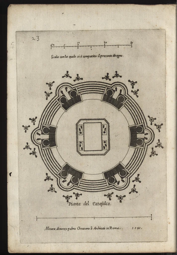 An illustration from La pompa fvnerale fatta dall ill.mo & r.mo s.r cardinale Montalto nella traportatione dell'ossa di Papa Sisto il Qvinto, 1591, leaf 111