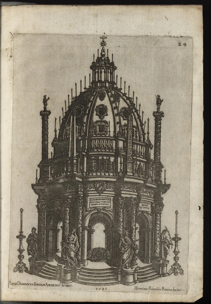 An illustration from La pompa fvnerale fatta dall ill.mo & r.mo s.r cardinale Montalto nella traportatione dell'ossa di Papa Sisto il Qvinto, 1591, leaf 112
