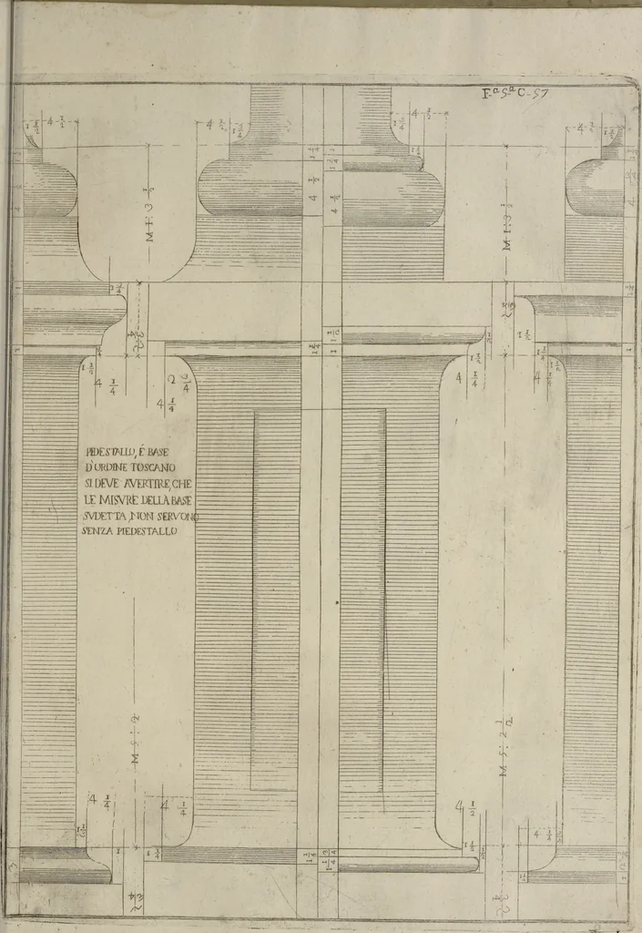 An illustration from L'architettura civile : preparata sú la geometria, e ridotta alle prospettive : considerazioni pratiche, 1711, leaf 100