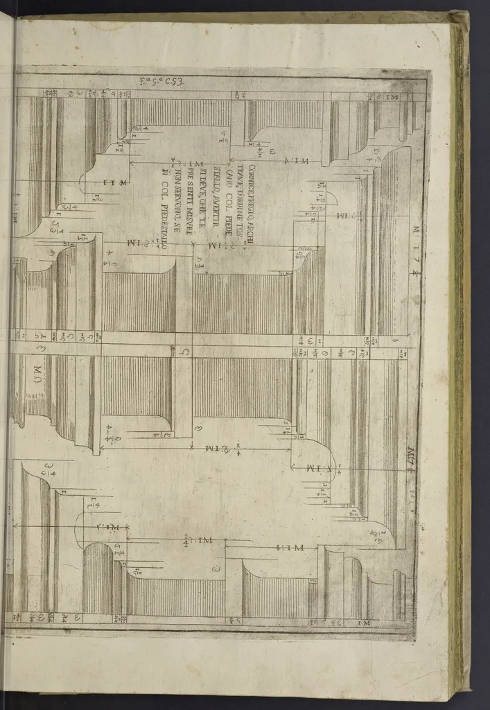 An illustration from L'architettura civile : preparata sú la geometria, e ridotta alle prospettive : considerazioni pratiche, 1711, leaf 102