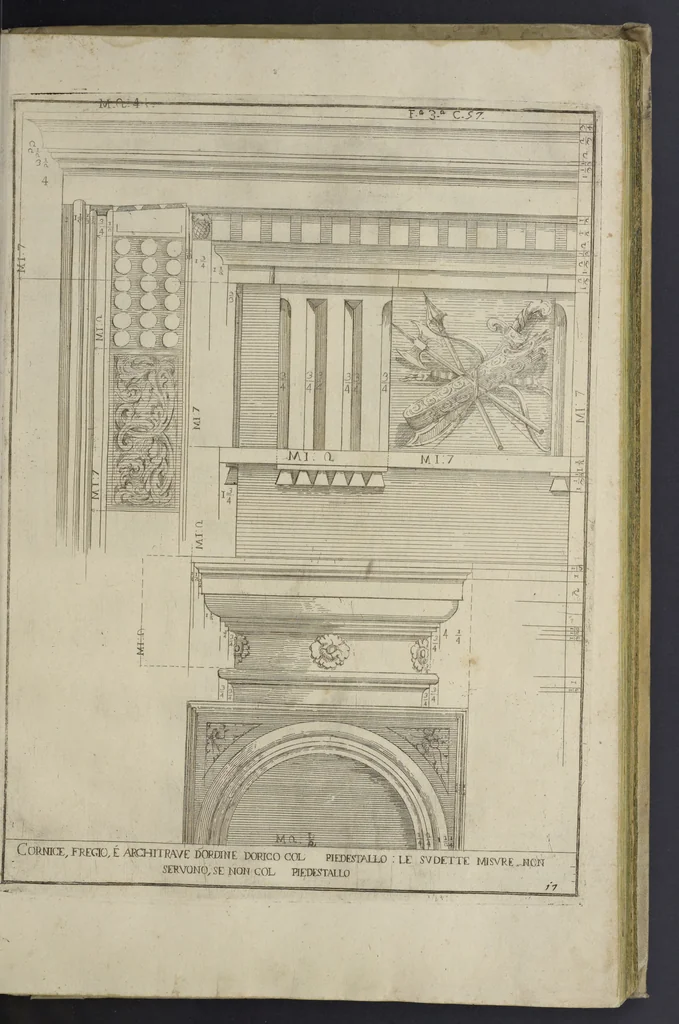 An illustration from L'architettura civile : preparata sú la geometria, e ridotta alle prospettive : considerazioni pratiche, 1711, leaf 116