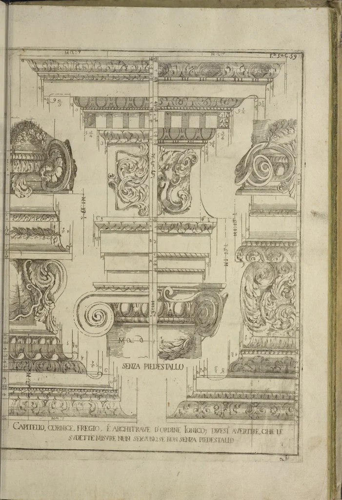 An illustration from L'architettura civile : preparata sú la geometria, e ridotta alle prospettive : considerazioni pratiche, 1711, leaf 124