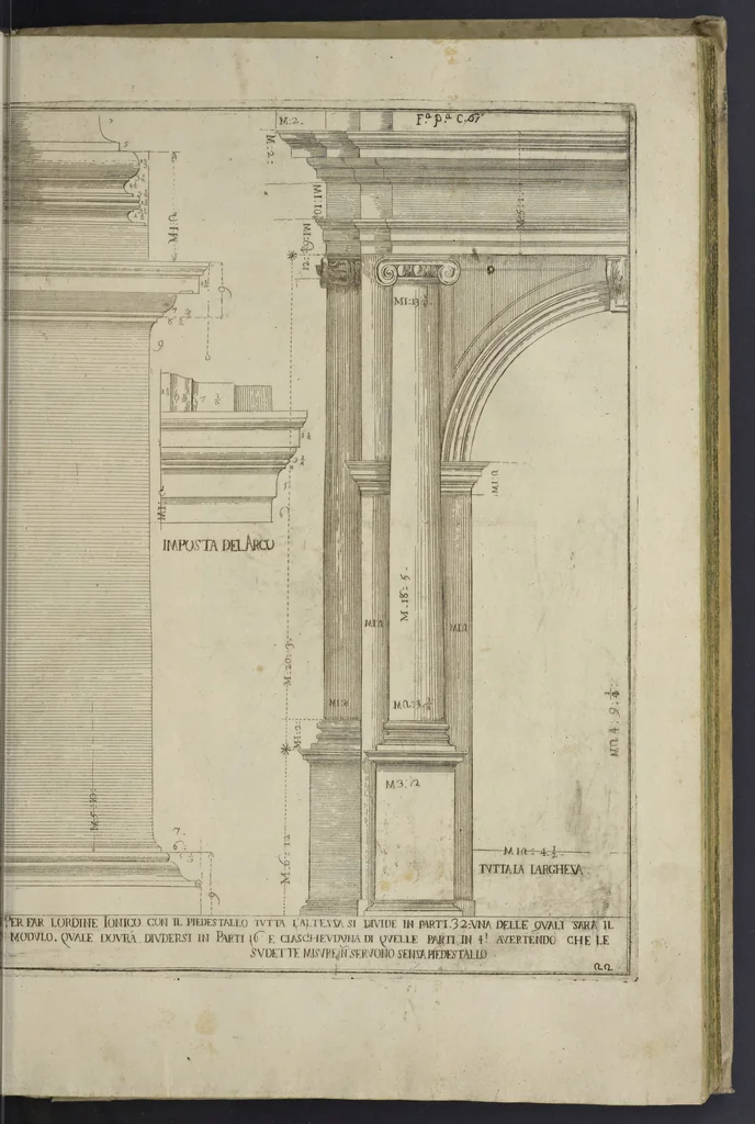 An illustration from L'architettura civile : preparata sú la geometria, e ridotta alle prospettive : considerazioni pratiche, 1711, leaf 128
